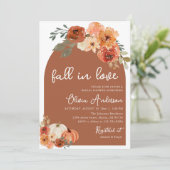 Roest pompoen Herfst in liefde bruids doucheuitnod Kaart (Staand voorkant)