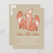 Roest Rode en Ivoor Vossen Bewaar De Datum Aankondigingskaart (Voorkant / Achterkant)