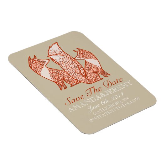 Roest Rode en Ivoor Vossen Bewaar De Datum Magneet (Rechterzijde)