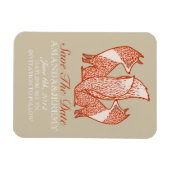 Roest Rode en Ivoor Vossen Bewaar De Datum Magneet (Horizontaal)