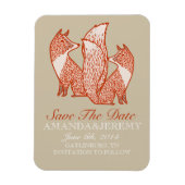 Roest Rode en Ivoor Vossen Bewaar De Datum Magneet (Verticaal)