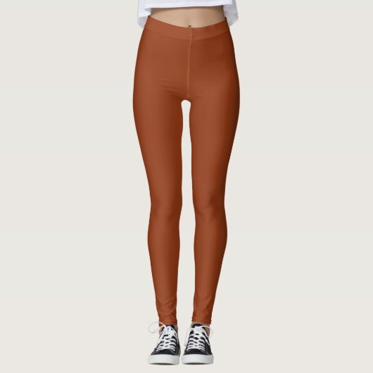 Roest Rood Effen Plain Kleur Leggings (Voorkant)