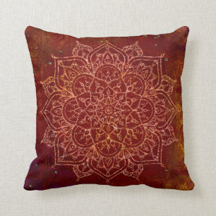 Roest Rood Mandala Goud Glam Moderne Chique Kussen