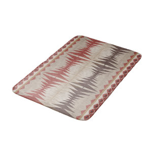 Roest Rood Taupe Beige Donkerbruin Tribal Art Badmat