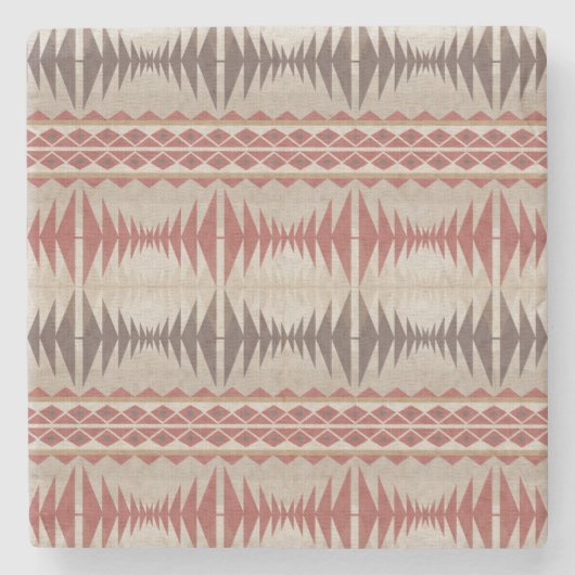 Roest Rood Taupe Beige Donkerbruin Tribal Art Stenen Onderzetter (Voorkant)