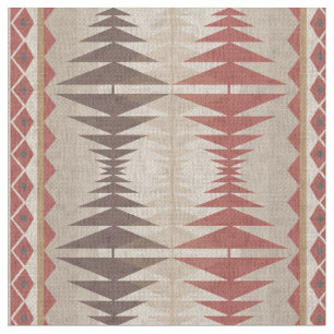 Roest Rood Taupe Beige Donkerbruin Tribal Art Stof