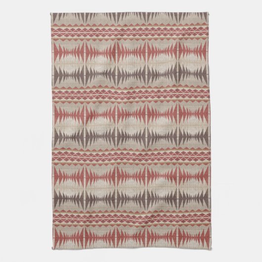 Roest Rood Taupe Beige Donkerbruin Tribal Art Theedoek (Verticaal)
