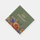 Roest Sinaasappel Blauw Bloemen Groene Verjaardag Servet (Hoek)