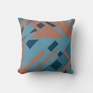 Roest Sinaasappel Blauwe tinten Diagonaal Art Desi Kussen