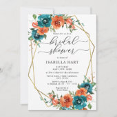 Roest Sinaasappel Blauwgroen verbrand goud bloemig Kaart (Voorkant)