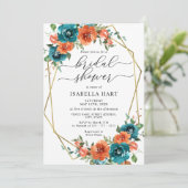 Roest Sinaasappel Blauwgroen verbrand goud bloemig Kaart (Staand voorkant)