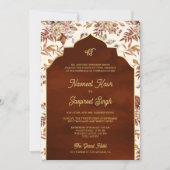 Roest Sinaasappel Bloemen Foto Anand Karaj Sikh Br Kaart (Voorkant)