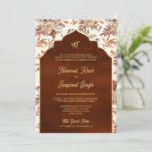 Roest Sinaasappel Bloemen Foto Anand Karaj Sikh Br Kaart (Staand voorkant)