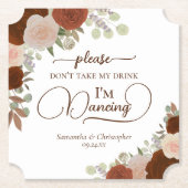 Roest Sinaasappel Boho Rozen Neem mijn Drink bruil Kartonnen Onderzetters (Voorkant)