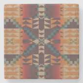 Roest Sinaasappel Donkerrood Bruin Blauwgroen Blau Stenen Onderzetter (Voorkant)