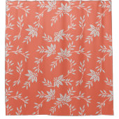 Roest Sinaasappel en grijs bloemmotief douchegordi Douchegordijn (Voorkant)