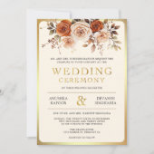 Roest Sinaasappel Gouden Bloemen Indische Hindoe F Kaart (Voorkant)