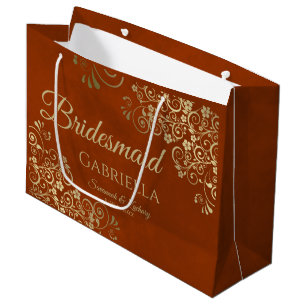 Roest Sinaasappel & Gouden krullen Elegant Bruidsm Groot Cadeauzakje