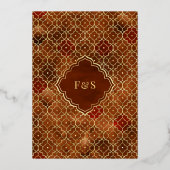 Roest Sinaasappel Marokkaanse Arch Moslim Bruiloft Folie Uitnodiging (Achterkant)