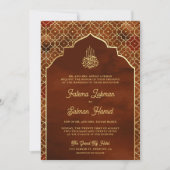 Roest Sinaasappel Marokkaanse boog moslim bruiloft Kaart (Voorkant)