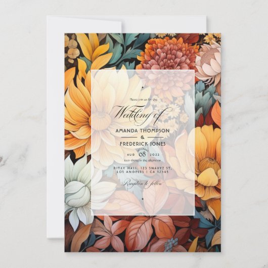 Roest Sinaasappel, Mosterd Geel, en Bruin Huwelijk Kaart (Voorkant)