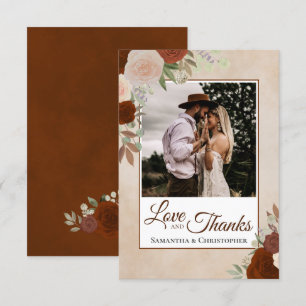 Roest Sinaasappel & Perzik Bloemen Liefde & Bedank Bedankkaart