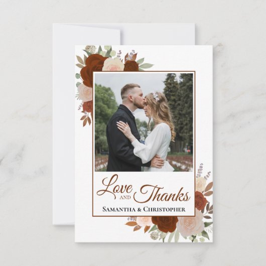 Roest Sinaasappel Rozen Liefde Bedankt bruiloft Fo (Voorkant)