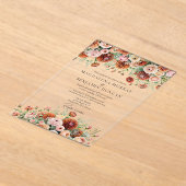 Roest Sinaasappel Sage Green Cream Flowers Fall We Acryl Uitnodigingen (Laagn)