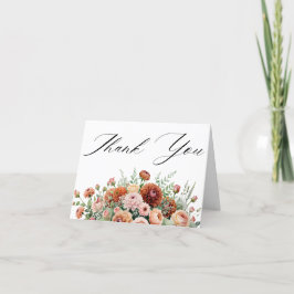 Roest Sinaasappel Sage Green Cream Flowers Fall We Bedankkaart