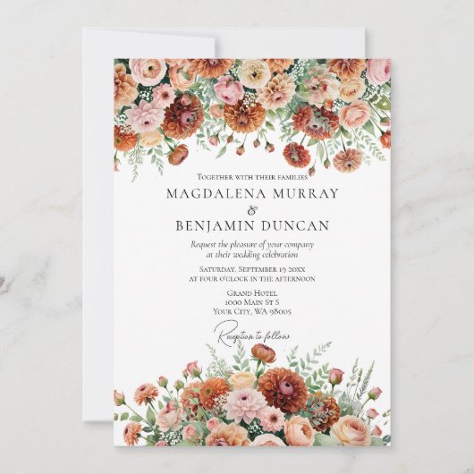 Roest Sinaasappel Sage Green Cream Flowers Fall We Kaart (Voorkant)