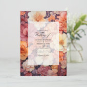 Roest Sinaasappel, Stoffig Roze, en Koper Bloemen Kaart (Staand voorkant)