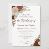 Roest Sinaasappel Waterverf Rozen Formele bruiloft Kaart (Voorkant)