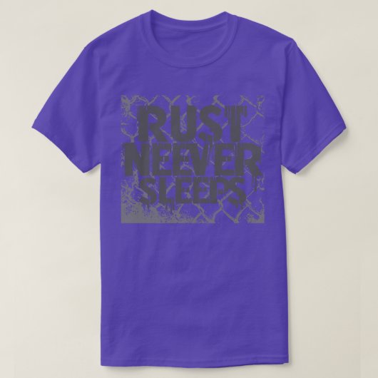 Roest slaapt nooit t-shirt (Design voorkant)