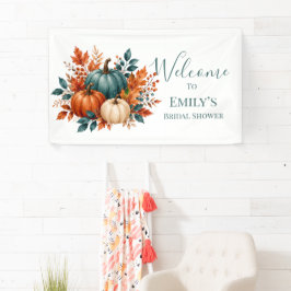 Roest & Teal Pompoen Bruiloftsborrel Welkomstbord Spandoek