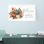 Roest & Teal Pompoen Bruiloftsborrel Welkomstbord Spandoek (Beurs)