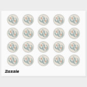 Roest Teal Westers Hoefijzer Bruiloftsmonogram Ronde Sticker (Vel)