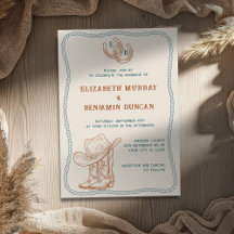 Roest Teal Westerse Hoefijzer Monogram Huwelijk