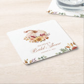 Roest Terracotta Bloemen Pampas Gras en Pompoen Kartonnen Onderzetters (Schuin)