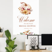 Roest Terracotta Bloemen Pampas Gras en Pompoen Poster (Thuiskantoor)