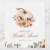 Roest Terracotta Bloemen Pampas Gras en Pompoen Wijn Etiket (Enkel label)