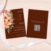 Roest Terracotta Bloemen QR Code Bruiloft Kaart