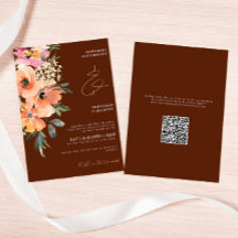 Roest Terracotta Bloemen QR Code Bruiloft