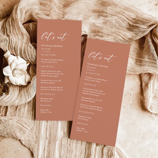 Roest Terracotta Bruiloft Menu