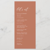 Roest Terracotta Bruiloft Menu (Voorkant)