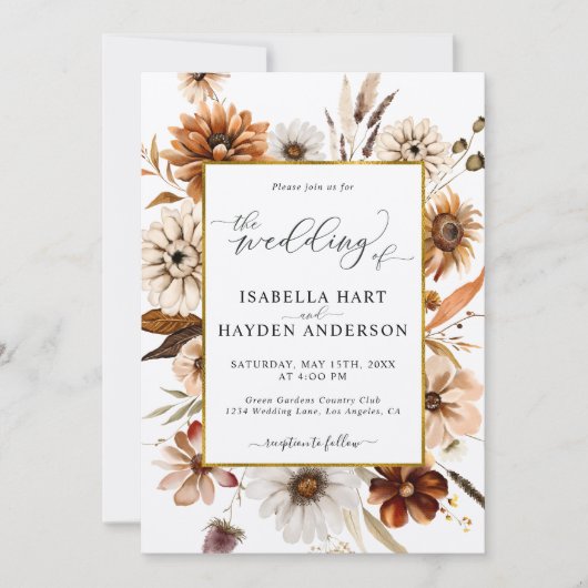 Roest Terracotta Herfst alles in één QR-code bruil Kaart (Voorkant)