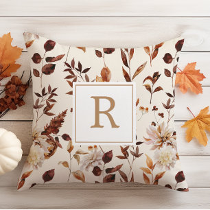 Roest Terracotta Herfstloof Decoratie Initiaal Kussen