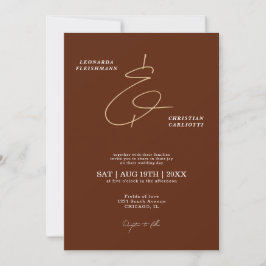 Roest Terracotta Minimalistische Ampersand Bruilof Kaart