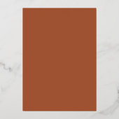 Roest Terracotta Minimalistische Blad Eikel Herfst Folie Uitnodiging (Achterkant)