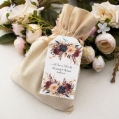 Roest Terracotta Navy Cream Bloemen Huwelijk Cadeaulabel
