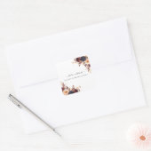 Roest Terracotta Navy Cream Bloemen Huwelijk Vierkante Sticker (Envelop)